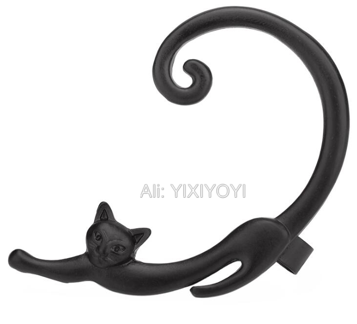 Beautiful Amazing Gold Silver Black Cute Cat Style Circle Ear Stud Earrings Fashion Women's Earring Jewelry Girl's Gift