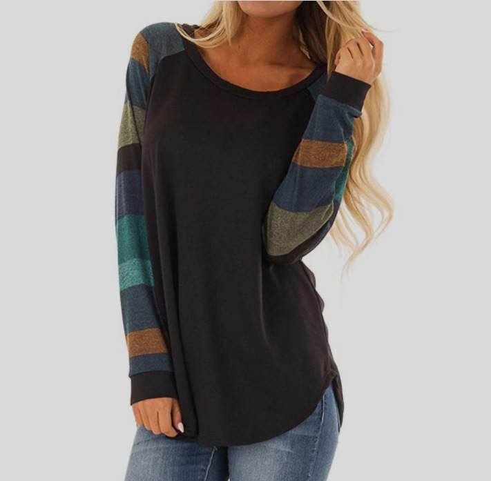 European fashion spring and summer new solid color casual headband round neck long-sleeved T-shirt. Support mixed batch
