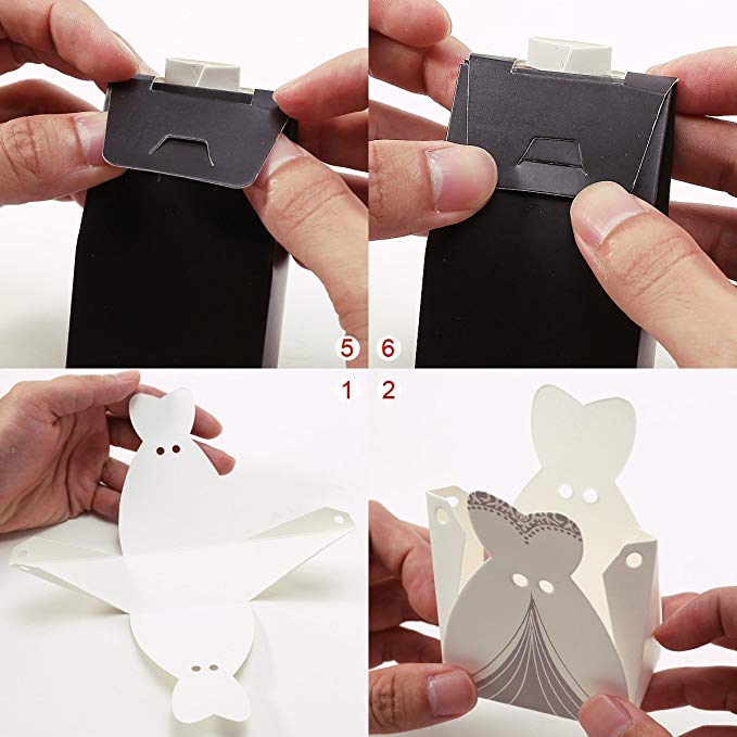 Creative Favor Holder Tuxedo bridal Dress candy boxes 50pcs bulk Candy Chocolate Gift Box Bonbonniere for wedding holders Laser Cut card with ribbon 2