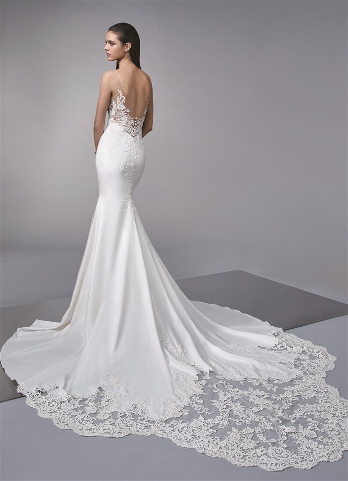 Lace Amazing Mermaid Backless Wedding Dresses Sheer Bateau Neck Side Split Bridal Gowns Appliqued Trumpet Plus Size Robe De Marie