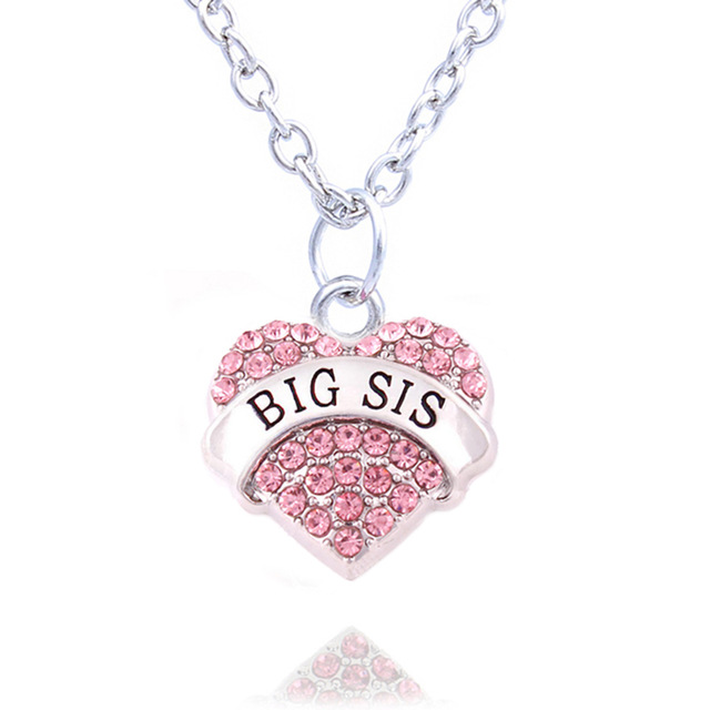 Charm Pink Crystal Heart Necklace 'BIG SIS MIDDLE SIS LITTLE SIS BABY SIS' Sister Birthday Gifts Women Girl Jewelry10pcs/lot
Charm Pink Crystal Heart Necklace 'BIG SIS MIDDLE SIS LITTLE SIS BABY SIS' Sister Birthday Gifts Women Girl Jewelry10pcs/lot