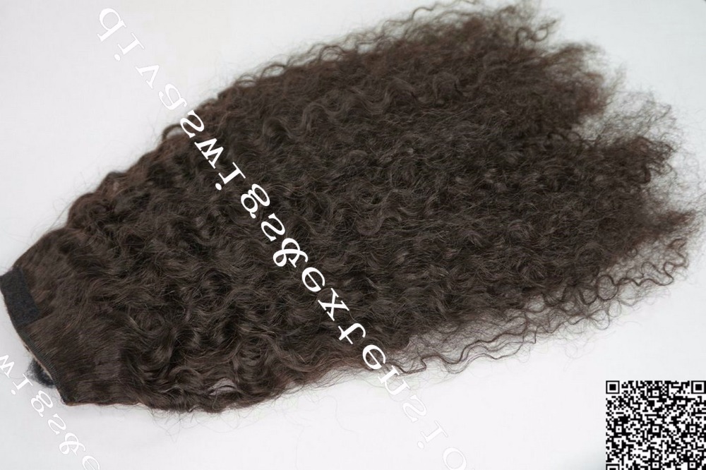 140g Long Remy ponytail hairpiece wraps around kinky curly drawstring ponytail soft and comfortable raw virgin human hair double drawn c