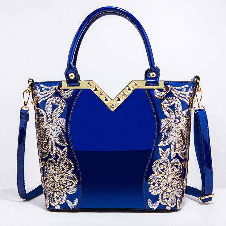 HBP New European and American fashion black embroidered bright leather shoulder bag handbag handbag patent leather shoulder bag, Gold
HBP New European and American fashion black embroidered bright leather shoulder bag handbag handbag patent leather shoulder bag, Gold