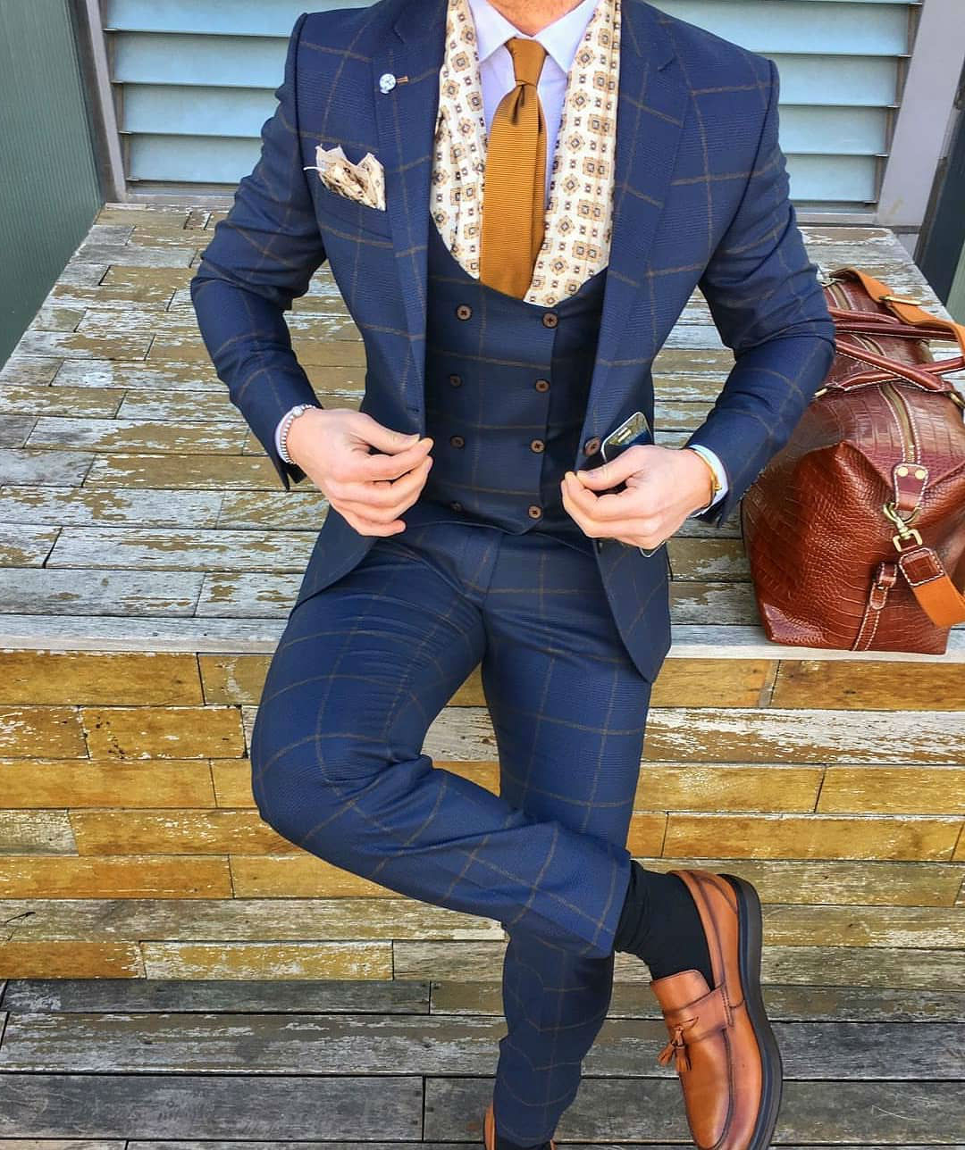 2019 Fashion Plaid Wedding Suits For Men Custom Made Notch Lapel Groom Tuxedos Groomsmen Businessmen Suit