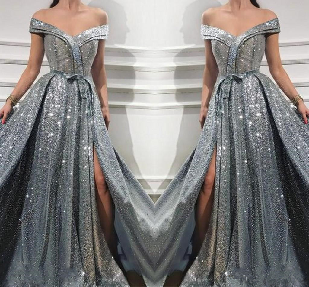 Glamorous Off-the-Shoulder Sequins Prom Dresses 2019 Side Split Long Evening Party Dresses Black Girl Prom Gowns
Glamorous Off-the-Shoulder Sequins Prom Dresses 2019 Side Split Long Evening Party Dresses Black Girl Prom Gowns