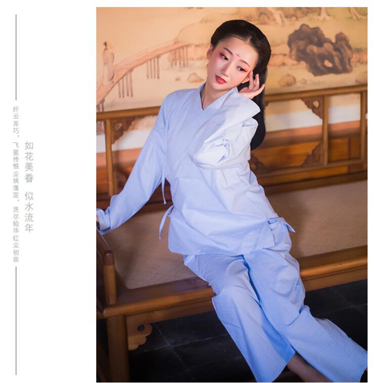 Daily Ancient modern general clothing Chinese Female Cotton comfortable underwear China traditional hanfu pajamas Jacket + pants Set