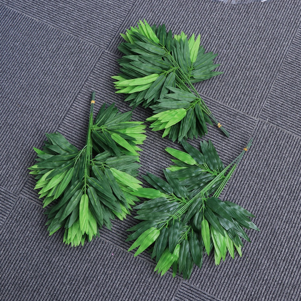 50 pcs Artificial Green Bamboo Leaves Fake Green Plants Greenery Leaves for Home el Office Wedding Decoration8437527