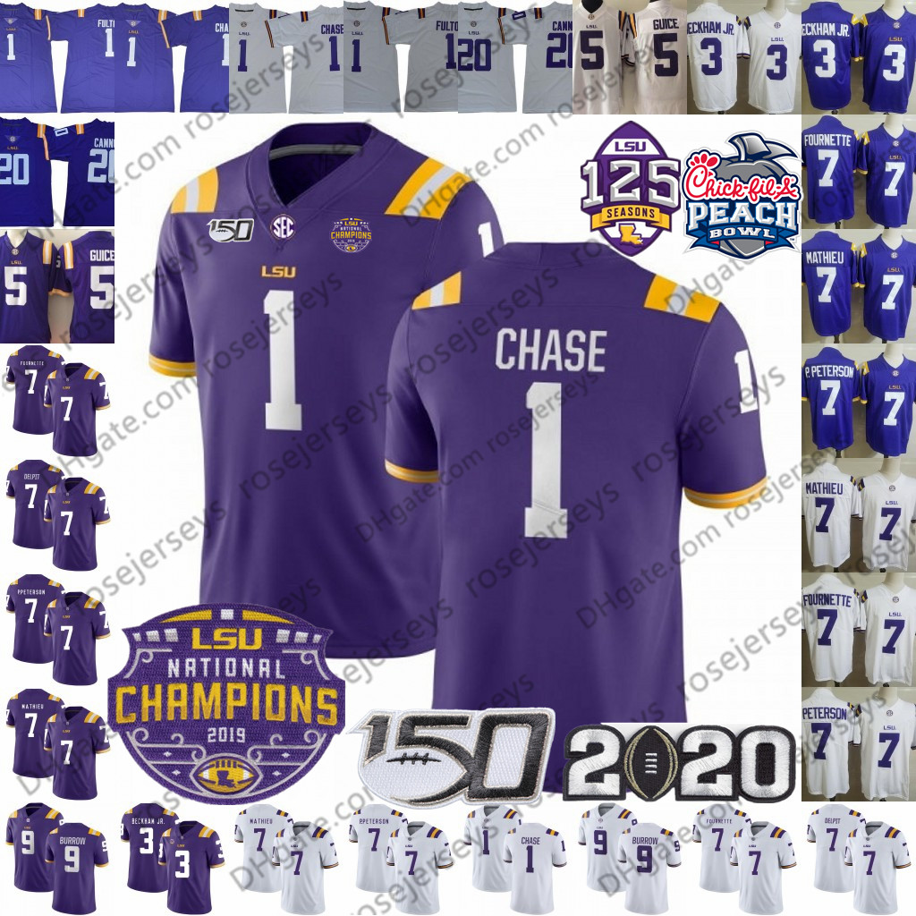 2020 LSU Tigers Burrow Champions Jersey 1 Ja'Marr Chase Tyrion Davis-Price 7 Leonard Fournette Patrick Peterson Derrius Guice Cannon Fulton, Black 
2020 LSU Tigers Burrow Champions Jersey 1 Ja'Marr Chase Tyrion Davis-Price 7 Leonard Fournette Patrick Peterson Derrius Guice Cannon Fulton, Black