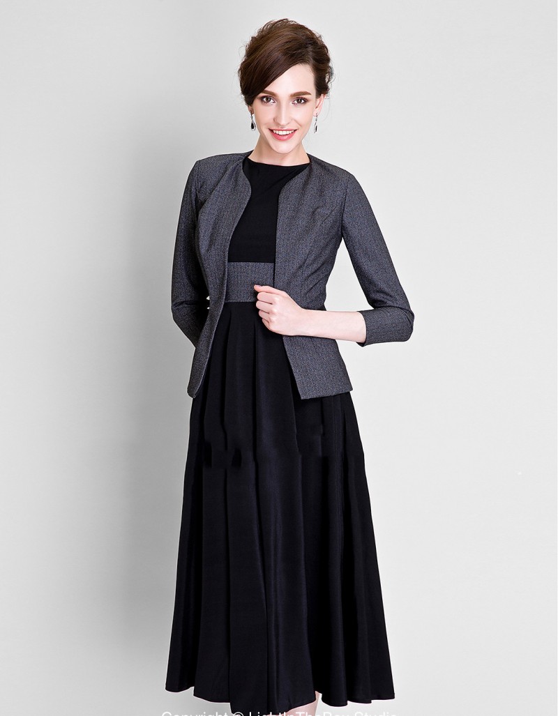 Elegant Tea Length Mother Of The Bride Dresses With Jacket Jewel Neck A Line Sleeveless Wedding Guest Dress Formal Party Prom Dresses