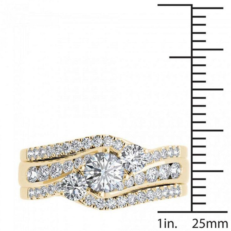 Victoria Wieck Vintage Fashion Jewelry 925 Sterling Silver&Gold Fill Three Stone White Topaz CZ Diamond Women Wedding Bridal Ring Gift
