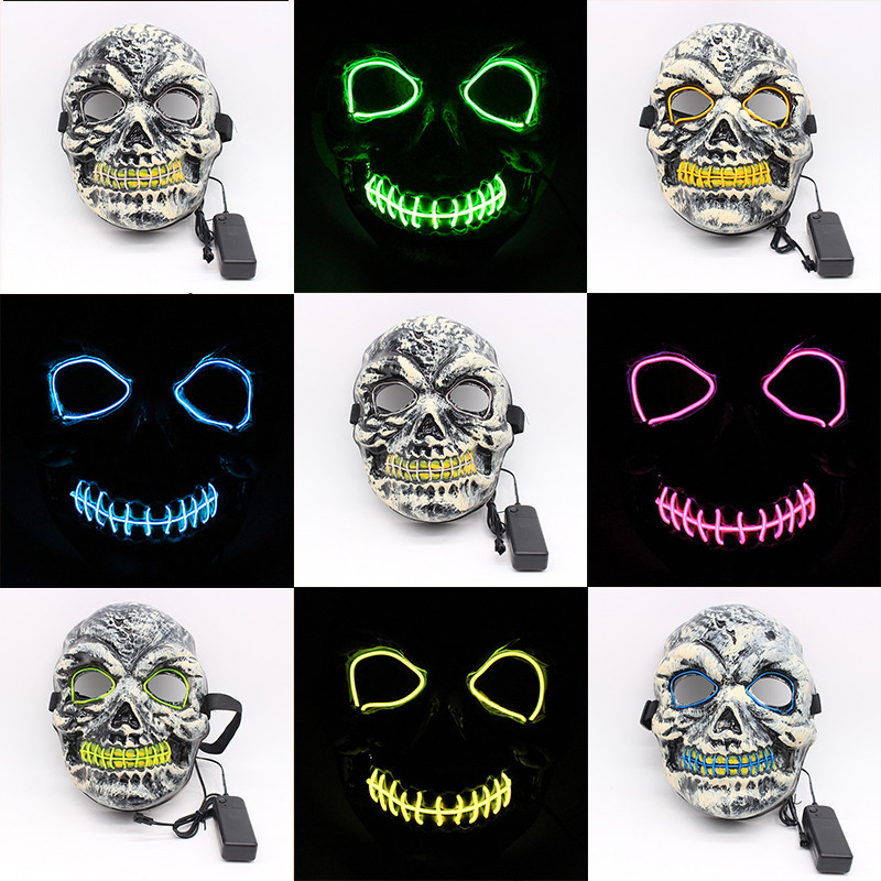 Halloween EL Wire Glow Skull Mask Skull Face Mask Glowing In The Dark Horror Mask Adjustable Flashing Halloween Party Masks DBC VT0725
Halloween EL Wire Glow Skull Mask Skull Face Mask Glowing In The Dark Horror Mask Adjustable Flashing Halloween Party Masks DBC VT0725