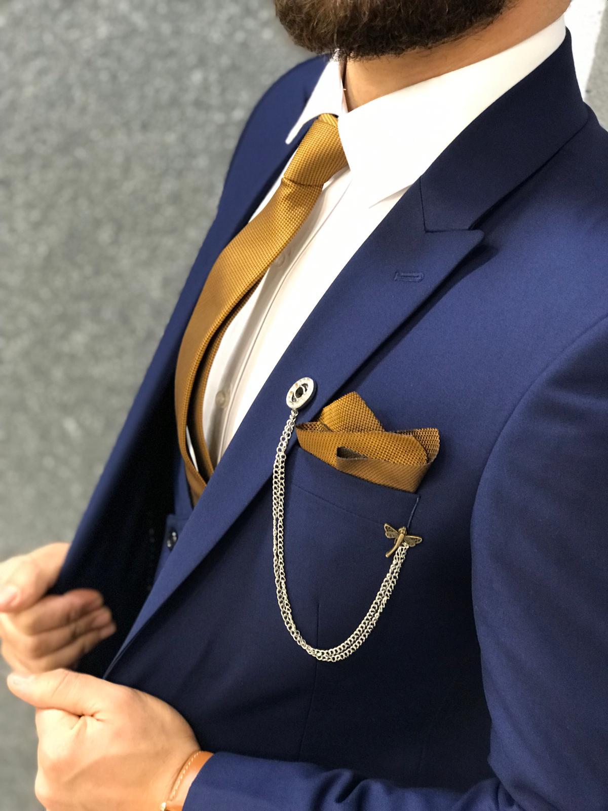Navy Blue Groom Wedding Tuxedos Slim Fit 3 Pieces Notched Lapel Mens Pants Suits High Quality Designer Jackets