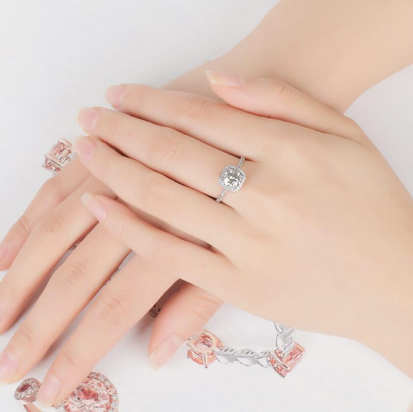 Ins Top Selling Sweet Fine Jewelry Sterling Sier Round Cut White Topaz CZ Dia Gemstones Party Promise Wedding Women Ring