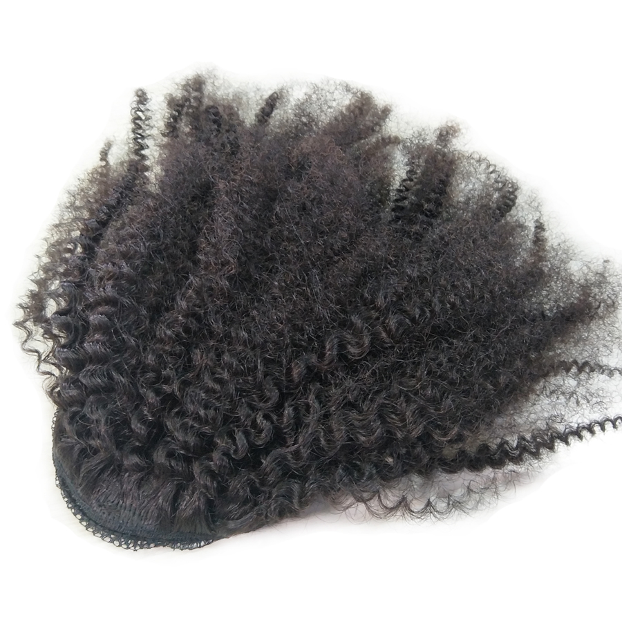 Drawstring Ponytail Extension African American Black Short High Afro Kinky Curly Hair Extension, Human Puff Hair pony tail For Black Women