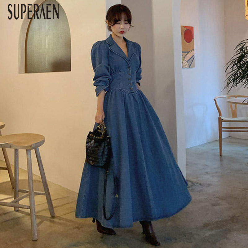 SuperAen 2019 Autumn New Denim Long Dress Women Solid Color Wild Casual Ladies Dress Fashion Long Sleeve Women Clothing, Blue
SuperAen 2019 Autumn New Denim Long Dress Women Solid Color Wild Casual Ladies Dress Fashion Long Sleeve Women Clothing, Blue