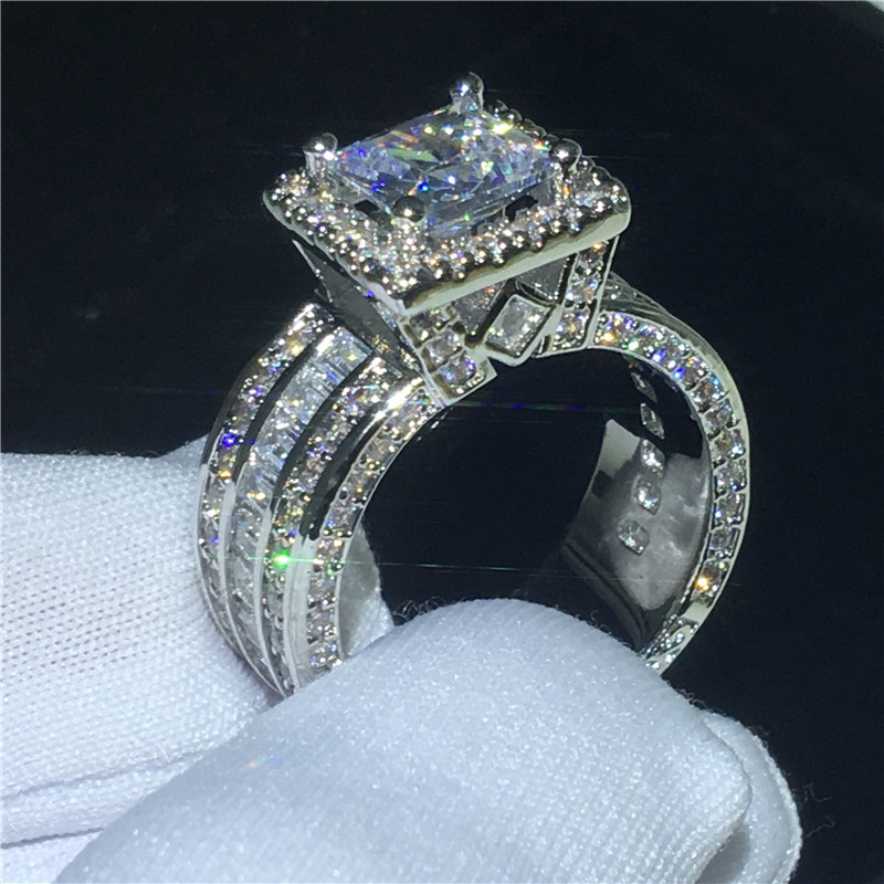 choucong Vintage Court Ring 925 sterling Silver Princess cut 5A cz stone Engagement Wedding band Rings For Women Jewelry Gift
