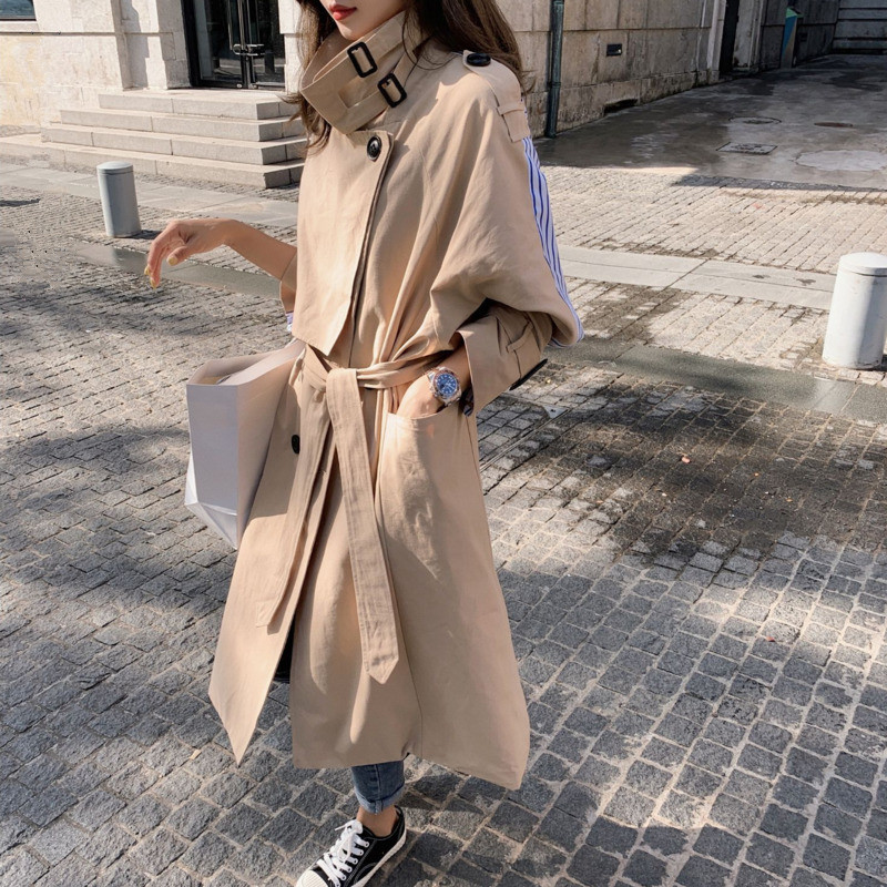 2020 Spring Fashion New Plus size Striped Patchwork Long coat for Women Loose Khaki Windbreaker Casual Loose Trench coat Outwear
2020 Spring Fashion New Plus size Striped Patchwork Long coat for Women Loose Khaki Windbreaker Casual Loose Trench coat Outwear