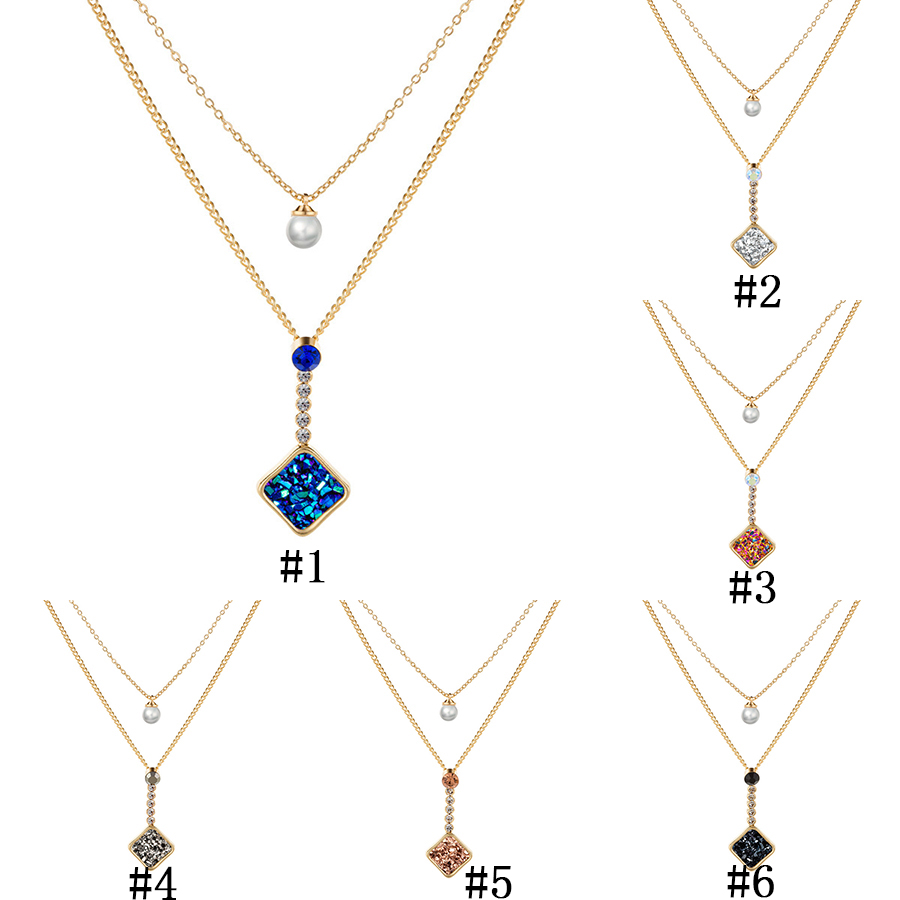 2019 Fashion Shiny Druzy Pendant layered necklaces square Natural stone Faux pearl charm Gold chains Choker For women Jewelry Gift
2019 Fashion Shiny Druzy Pendant layered necklaces square Natural stone Faux pearl charm Gold chains Choker For women Jewelry Gift