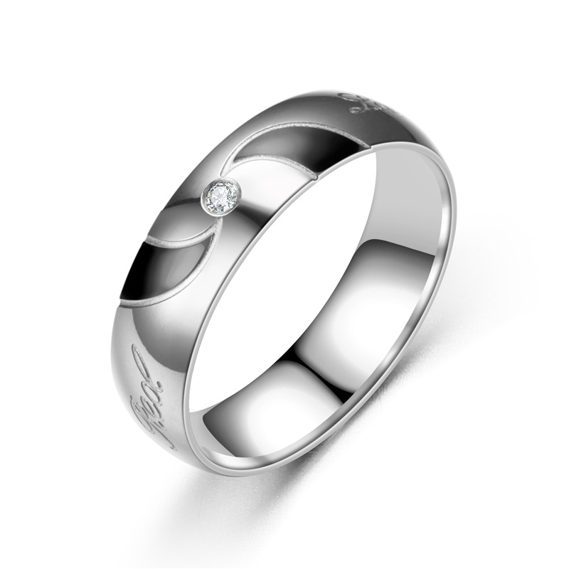 New in Titanium Stainless Steel Cubic Zirconia Unisex Finger Band Ring Diamond Lovers Swirl Wedding Engagement Rings for Couples Wolf Tide Jewelry Who