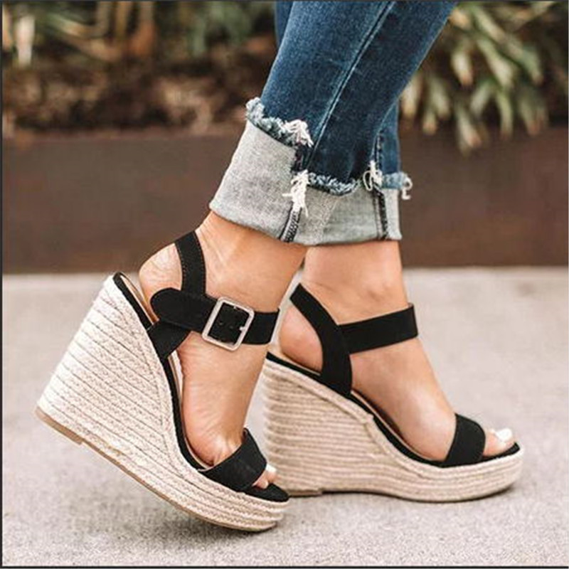 Hot Sale-Wenyujh Summer Ultra High Wedges Heel Fashion Open Toe Platform Elevator Women Sandals Shoes Plus Size Pumps 2019 Y190704