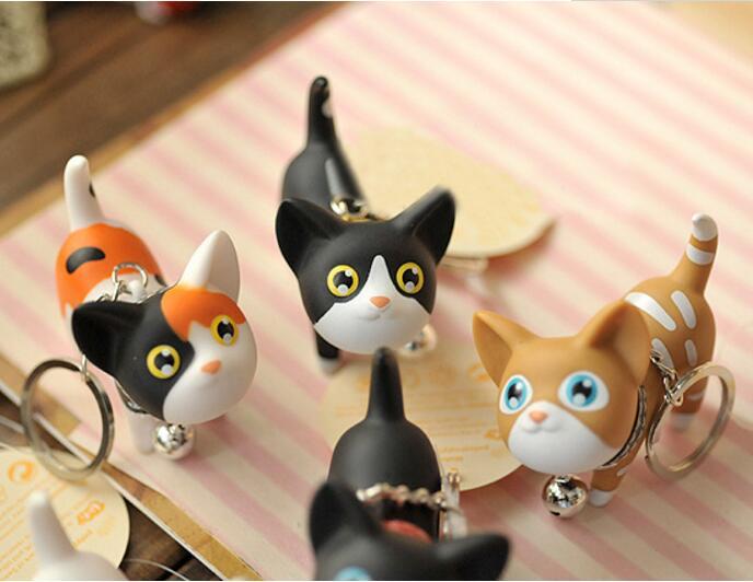 New 10pcs New Fashion Cute Kawaii Metal Kitten Cat Key Chain Ring Anime Keychain Novelty Creative Trinket Charm Women Girl Kids