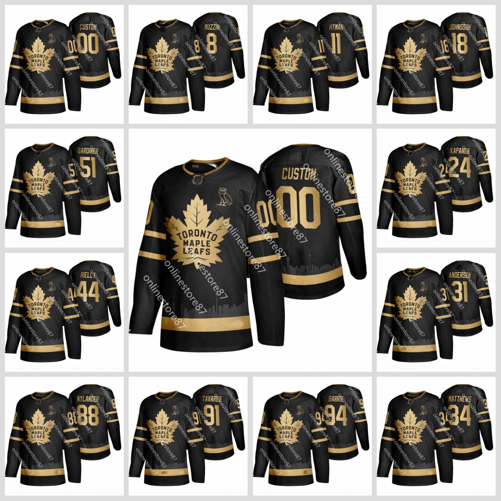 Toronto Maple Leaf Hockey 34 Auston Matthews John Tavares Jake Gardiner 88 William Nylander Black Gold Jersey Customize any name and number
Toronto Maple Leaf Hockey 34 Auston Matthews John Tavares Jake Gardiner 88 William Nylander Black Gold Jersey Customize any name and number