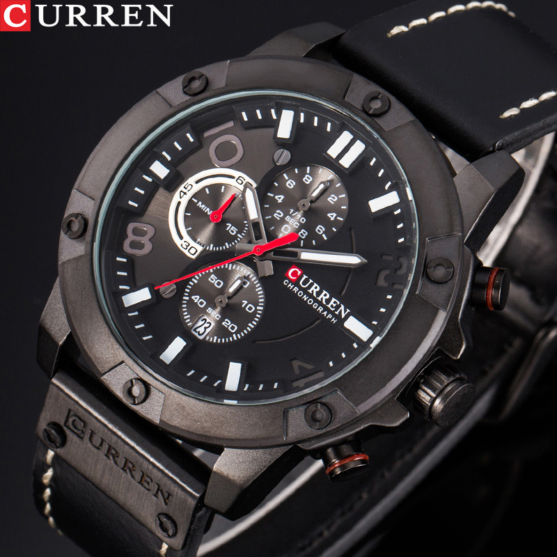 New Watches Men Luxury Brand CURREN Fashion Sports Wristwatch Chronograph Leather Strap Quartz Male Clock Relogio Masculino, Black
New Watches Men Luxury Brand CURREN Fashion Sports Wristwatch Chronograph Leather Strap Quartz Male Clock Relogio Masculino, Black