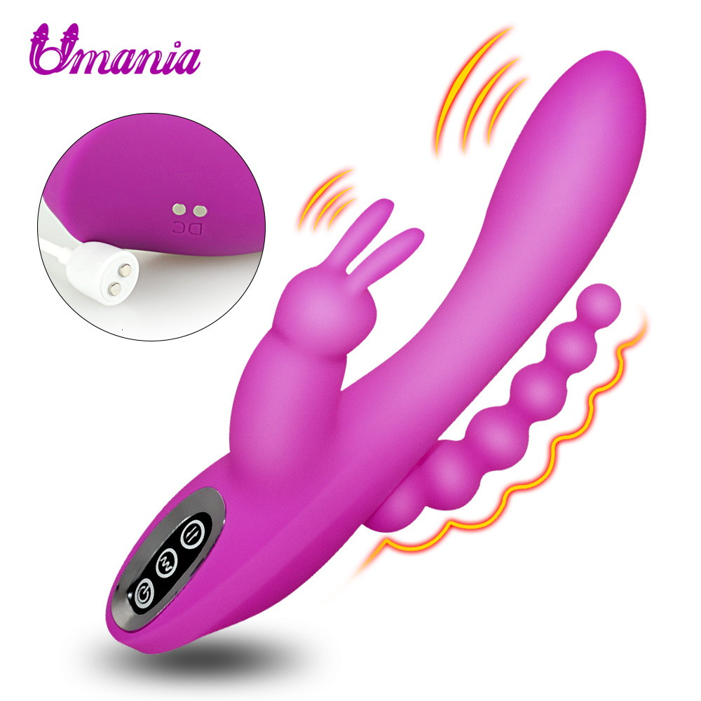 3 dans 1 G-Spot Lapin Anal Godes Vibrator Adult Sex Toys avec 10 pour les femmes Modes Vibrant rechargeable Clitoris Vagin Stimulato Y191015