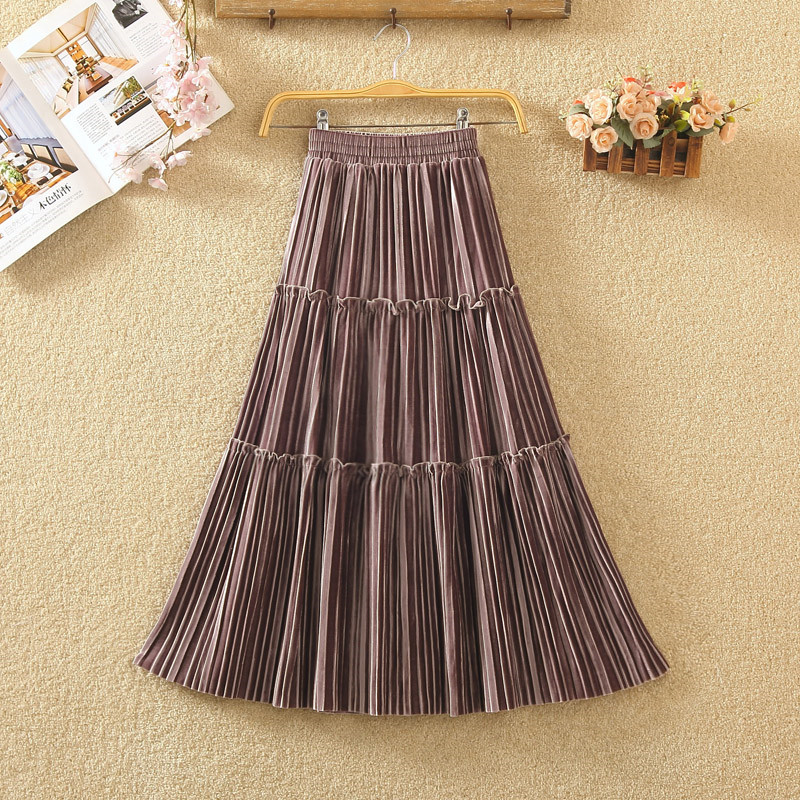 cake skirt to show thin pleuche bust skirt of tall waist qiu dong A word long velvet pleated in children, See chart
cake skirt to show thin pleuche bust skirt of tall waist qiu dong A word long velvet pleated in children, See chart