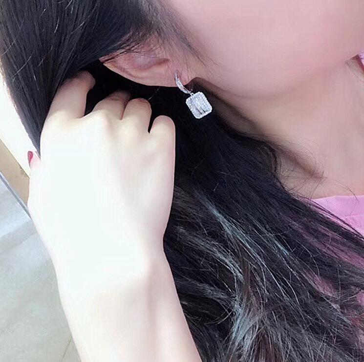 Elegant Sterg Sier Dangle Earrings with White Topaz & CZ Dia for Women, Clip-On