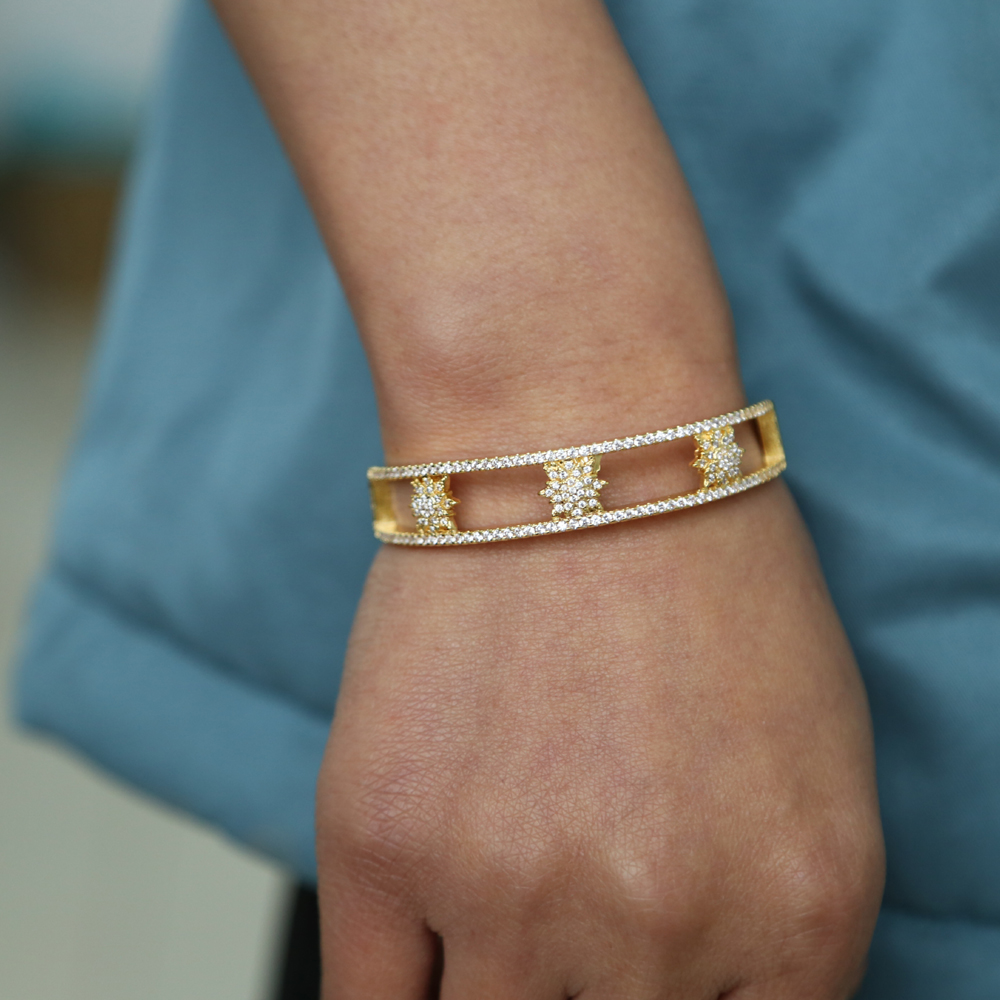 Christmas gift cz star burst bangle bracelet for women gold plated micro pave cubic zirconia open cuff bangles fashion jewelry