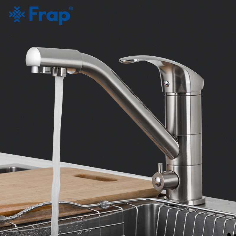 FRAP Kitchen Faucet nickel brushed 360 rotation kitchen sink faucet with filtered water mixer tap faucets cold and hot water
FRAP Kitchen Faucet nickel brushed 360 rotation kitchen sink faucet with filtered water mixer tap faucets cold and hot water
