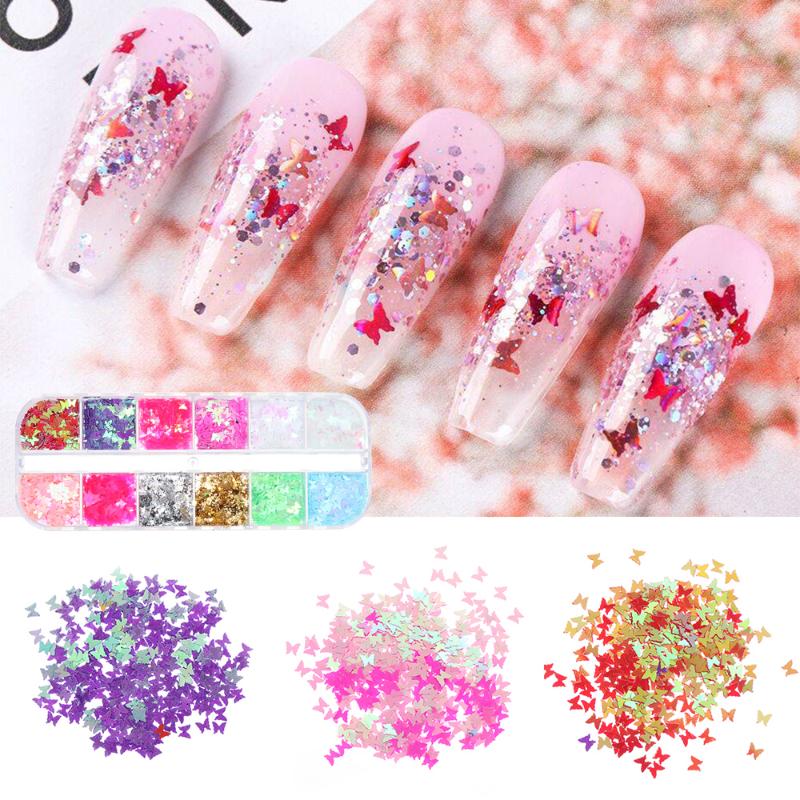 12 Grid/Set Sparkly 3D Butterfly Holographic Nail Sequins Flakes Slices Glitter DIY Nails Art Salon Polish Manicure Accessory
12 Grid/Set Sparkly 3D Butterfly Holographic Nail Sequins Flakes Slices Glitter DIY Nails Art Salon Polish Manicure Accessory