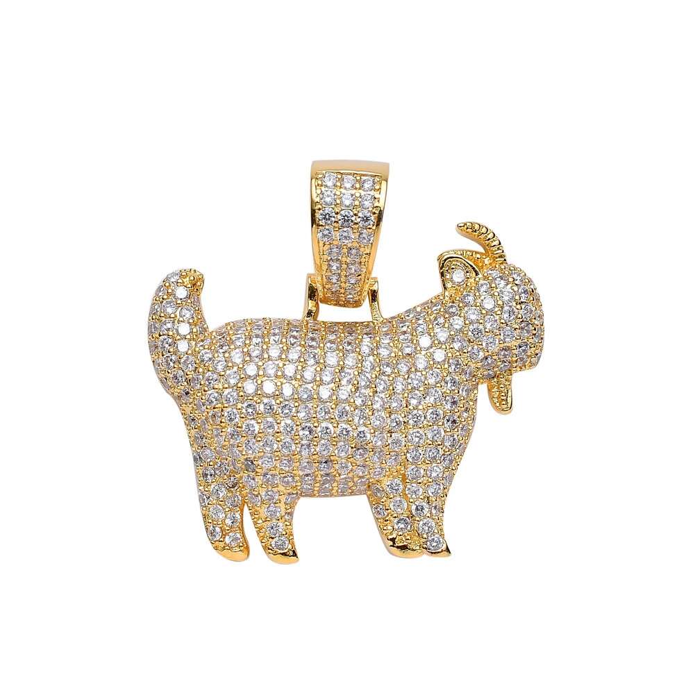 hip hop goat diamonds pendant necklaces for men women luxury sheep necklace real gold plated Cuban chains The Chinese Zodiac syste