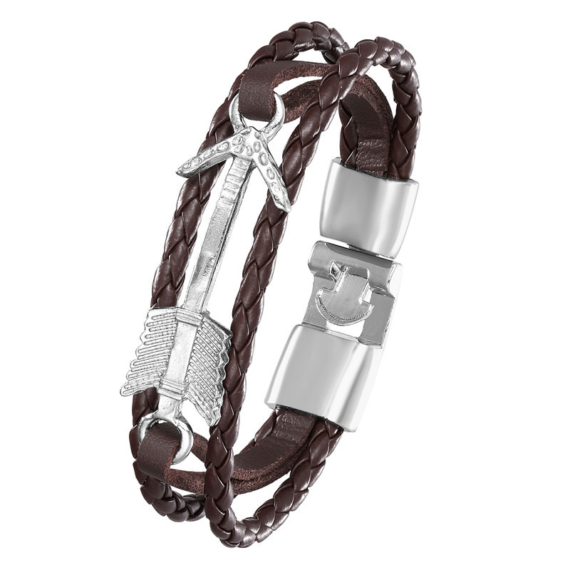 Men's Vintage Leather Bracelet Alloy Arrow Bracelet Multi-layer Braided Rope for Men and Women
Men's Vintage Leather Bracelet Alloy Arrow Bracelet Multi-layer Braided Rope for Men and Women