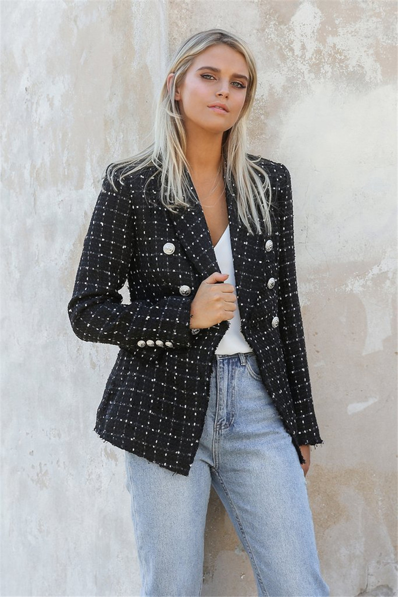 Womens Designer Luxury Slim Blazers Plaid Printed Womnens Lapel Neck Jacket Female Suit with Double Breasted, White;black
Womens Designer Luxury Slim Blazers Plaid Printed Womnens Lapel Neck Jacket Female Suit with Double Breasted, White;black