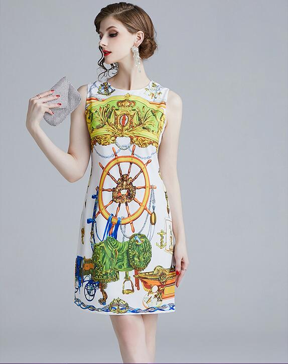 scarf printed street style dresses blouses sleeveless knee Length crew neck women mini dresses, Multi
scarf printed street style dresses blouses sleeveless knee Length crew neck women mini dresses, Multi