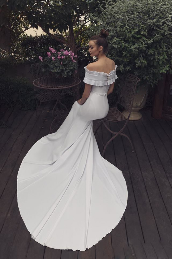 matan shaked sexy mermaid wedding dresses off shoulder satin sweep train bridal gowns plus size beach robe de marie