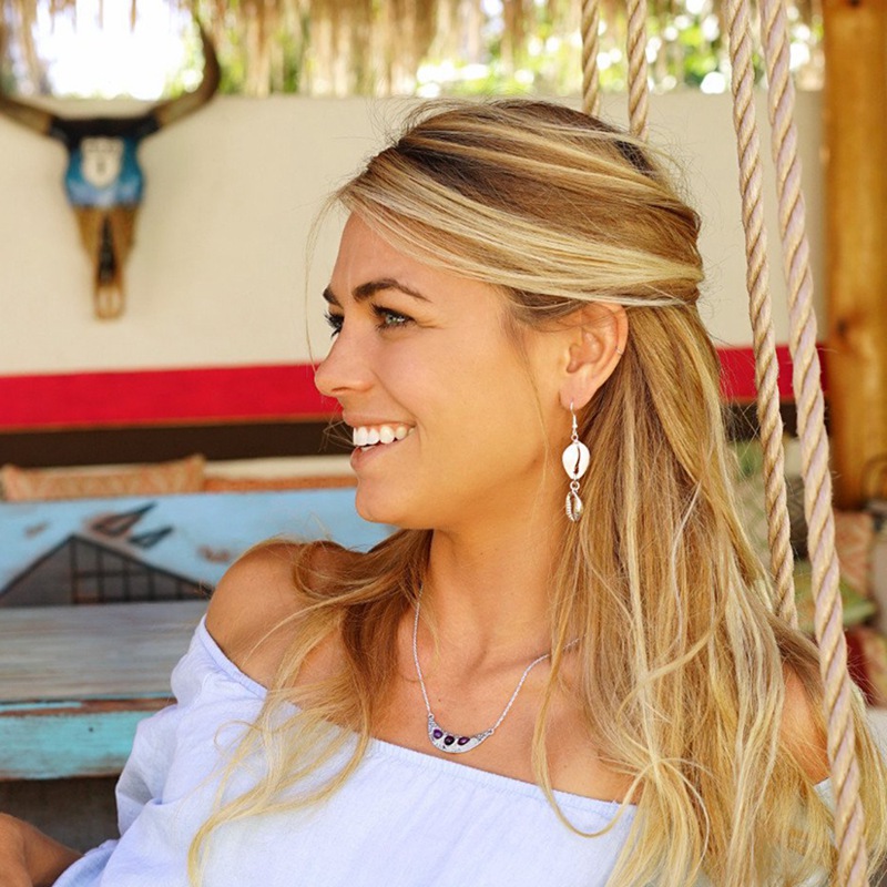 Shell earrings bohemian shell pendant hanging earrings beach accessories ladies jewelry