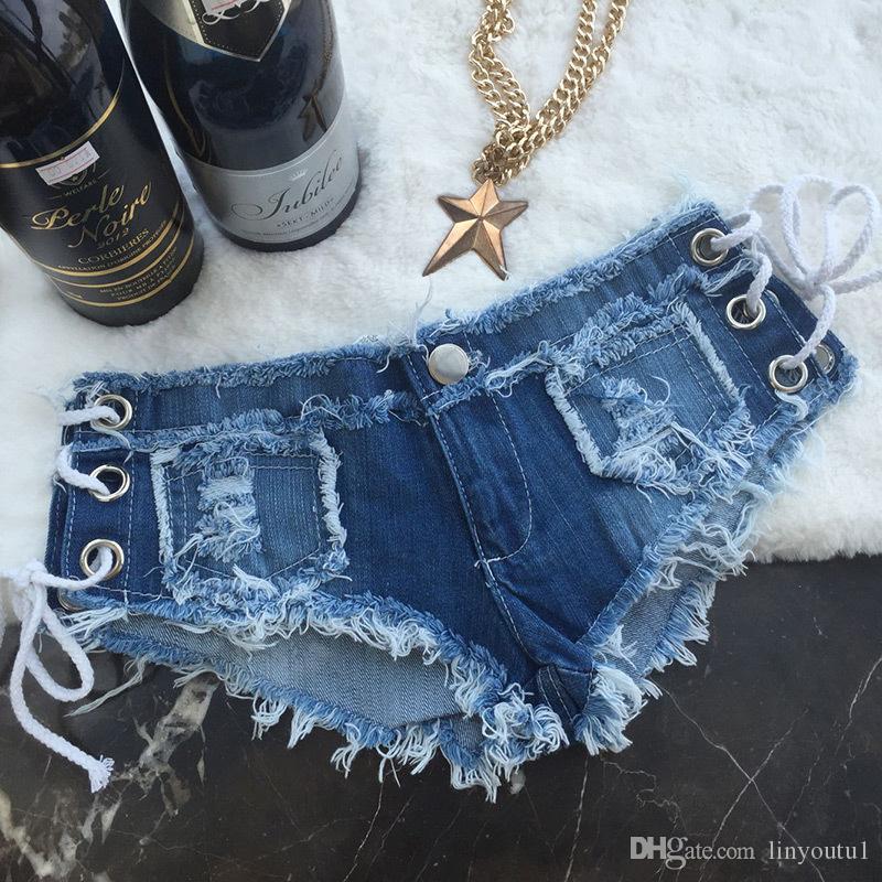 2020 Sexy Jeans Shorts Summer Fashion Low-waist Denim Knotted Band Mini Short Beach Casual Shorts Sexy Club Party Bikini Bottom
