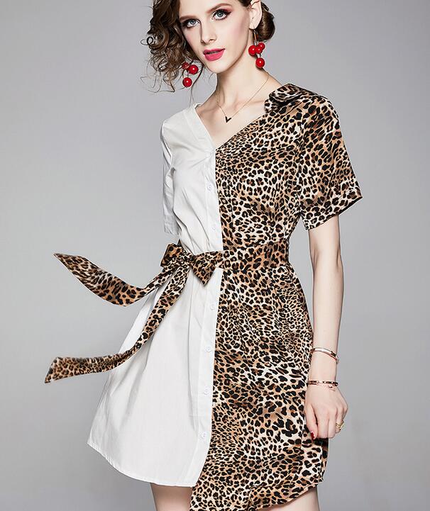 Fashion white Leopard printed shirt dresses Asymmetrical women dresses lapel neck Street Style Dresses knee-length
Fashion white Leopard printed shirt dresses Asymmetrical women dresses lapel neck Street Style Dresses knee-length
