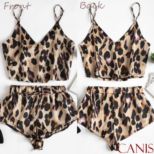 New 2pcs Women Sexy Spaghetti Strap Tank Shorts Leopard Print Lace Sleepwear Babydoll Nightwear Pajamas Se, Yellow
New 2pcs Women Sexy Spaghetti Strap Tank Shorts Leopard Print Lace Sleepwear Babydoll Nightwear Pajamas Se, Yellow
