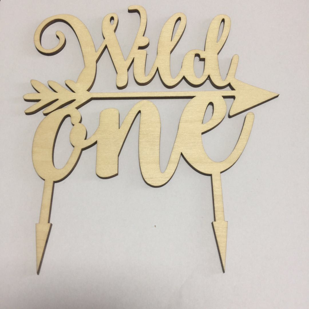 2 pièces sauvage un gâteau pour fête d'anniversaire tribal sauvage une lettre en bois gâteau topper découpé au laser bois gâteau topper