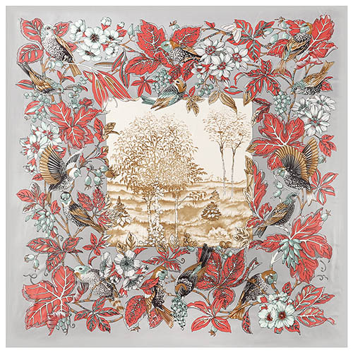 130*130 Hillside Twill 100% Pure Silk Scarf Women Square Bird Print Scarves Kerchief For Ladies Shawl Echarpe