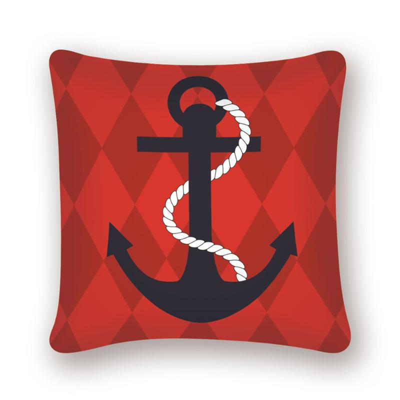 Nautical Pillow Cover Decorative Cushion Covers Navy Anchor Decor Sea Ocean Blue Pillowcase Couch Pillows Kissen Home Sofa Bed
