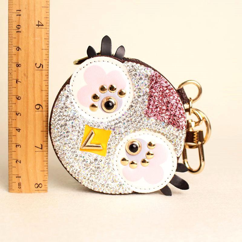 Cute Owl Chicken Crystal Cartoon Anime Coin Purse Keychain Pendant Pu Leather Wallet Key Chain For Women Bag Charm