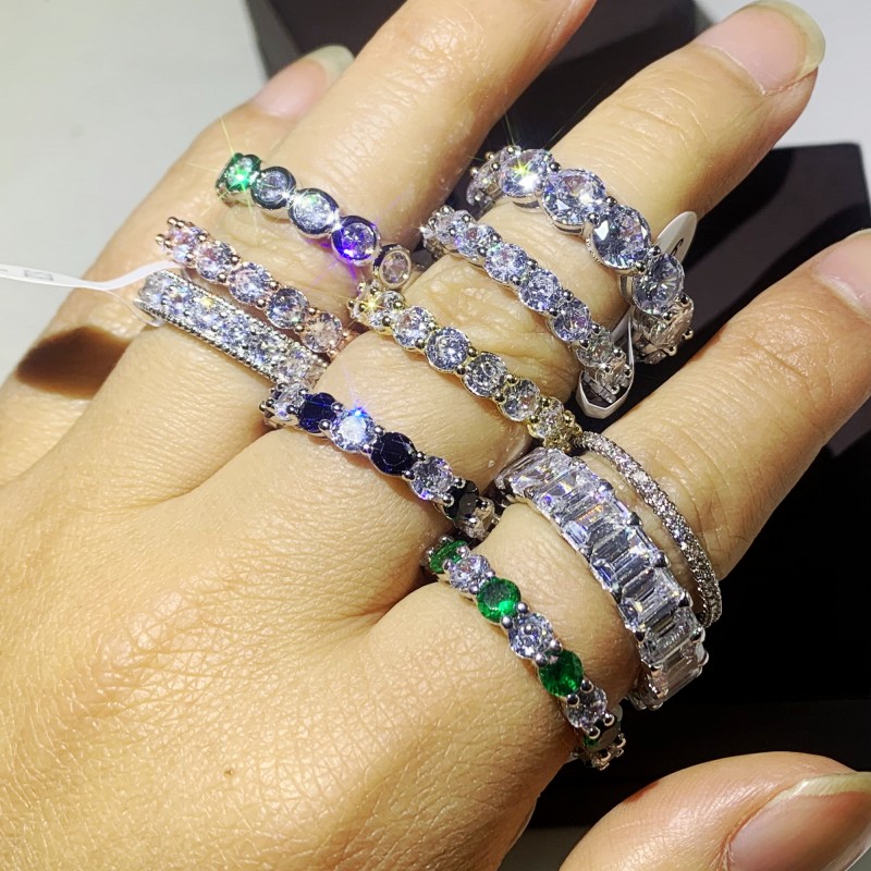 sparkling jewelry sterling sier white topaz cz dia gemstones promise women wedding engagement band ring for lover gift