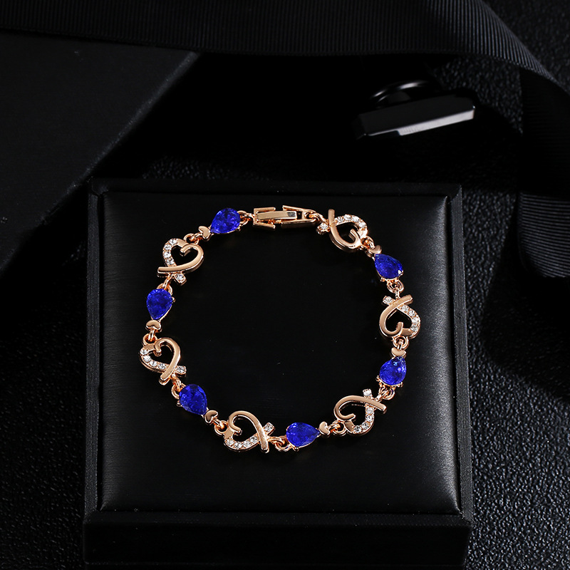 Wholesale-5 colors Beautiful Bracelet for Women Colorful Austrian Crystal Fashion Love Heart Shape Chain Bracelet Bangle Wholesale