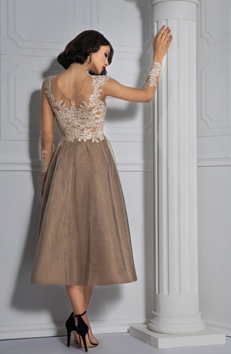 bien savvy lace mother of the bride dresses long sleeve tea length wedding guest dresses a line cheap dress evening wear