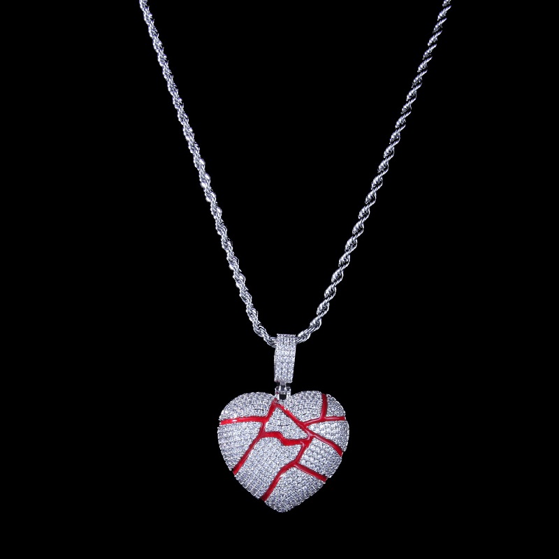 Broken Heart Necklace For Mens Womens Fashion Hip Hop Jewelry Iced Out Pendant Necklaces